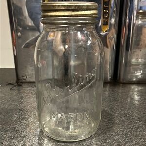 Vintage Sterling Mason Jar with Gold Lid